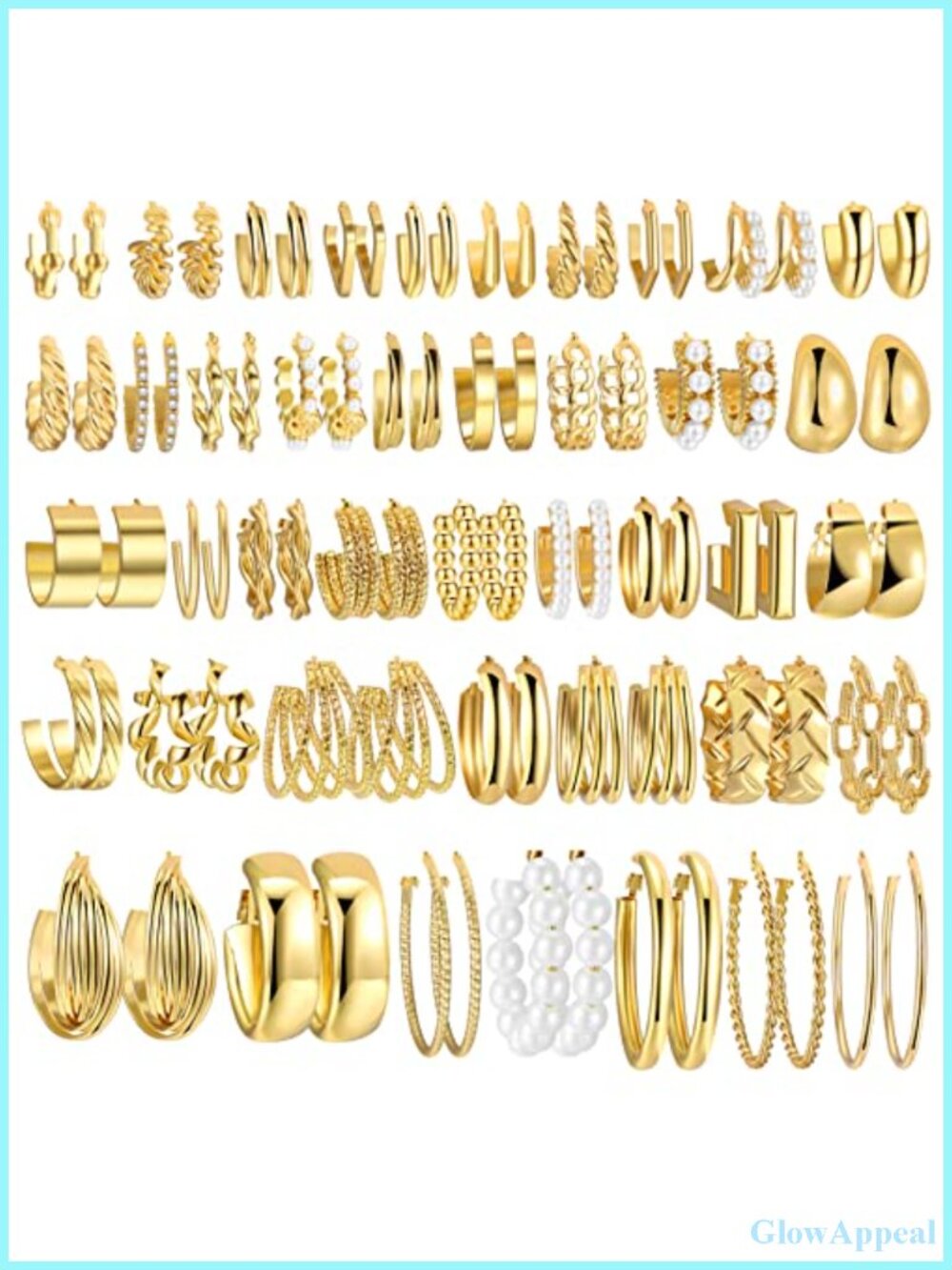 42 Pairs Gold Hoop Earrings Set for Women Hypoallergenic Lightweight Multipack